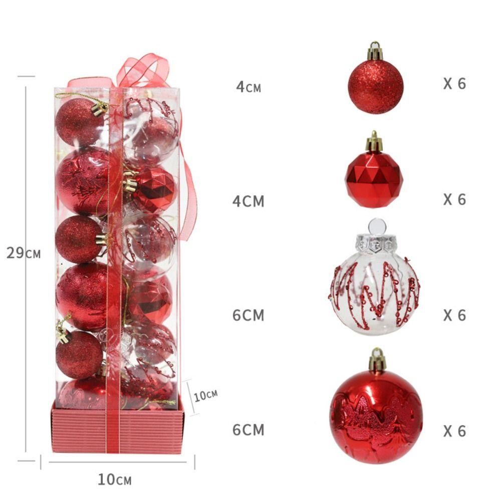 24pcs 4/6cm Christmas Tree Pendant Creative Hanging Ornament Crafts Christmas Painted Ball Holiday