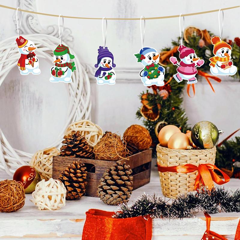 24 Sets Christmas Snowman Craft Kits - Winter Diy Ornaments Decorations Art Sets - Make Your Own Snowman Stickers Arts And Craft