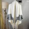Winter Tassels Poncho Cloak Shawl Oversize Women Warm Faux Fur Collar Knit Cardigans Batwing Wraps Neck Fur Scarves Capes Coat