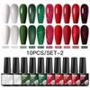 10PCS/SET Gel Nail Polish Set Christmas Glitter Color Set Soak Off Uv Nail Art Varnish