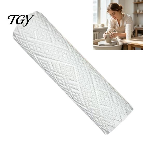 Clay Modeling Texture Rollers Roller, Rhombus Pottery Polymer Retro Ethnic Style Stamps Tool for Ceramics Sculpting DIY