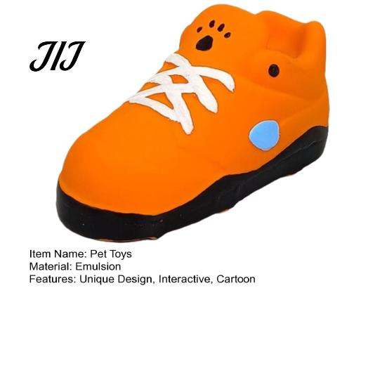 Interactive Pet Toys for Boredom Relief Cartoon Shoe Squeaky Dog Toy, Funny Sneaker Shape Chew Toy Solo Play Dogs Small Medium Dogs, Durable
