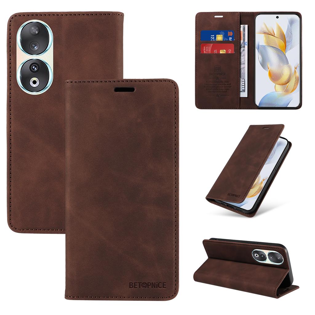 Leather Wallet Folio Case Magnetic Closure RFID Blocking Card Slot Kickstand Full Protection Case For Huawei Honor 90 X9A X40 X8 X9 Mate 60 Nova 11i