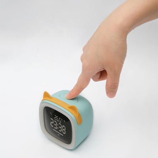 Cartoon Rabbit Ear Shape Rechargeable Digital Display LED Nigh Light Alarm Clock