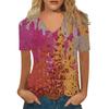 Summer Women T-shirt 3d Fashion Print Gradient Harajuku T Shirt Oversized Tee For Ladies Clothing New Short Sleeve V-Neck Tops