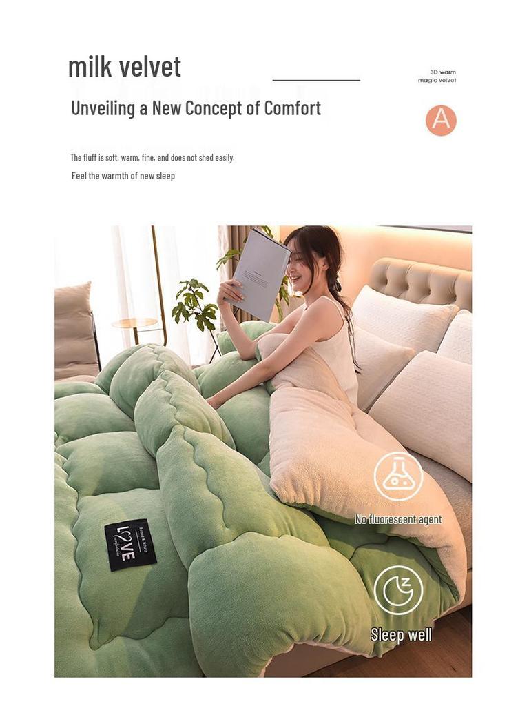 Velvet Lambswool Thick Winter Quilt - Warm Bedding for Students (Autumn/Spring)