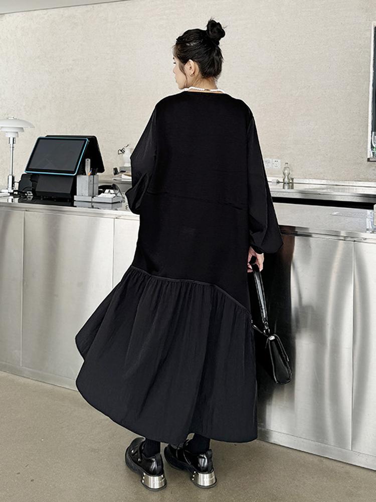 Xitao Платье А-силуэта с V-образным вырезом и длинными рукавами DMJ5008