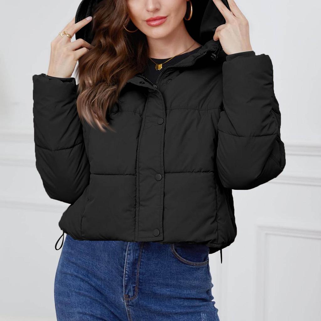 Женское однотонное короткое хлопковое пальто с длинным рукавом и высоким воротником, теплое свободное пальто