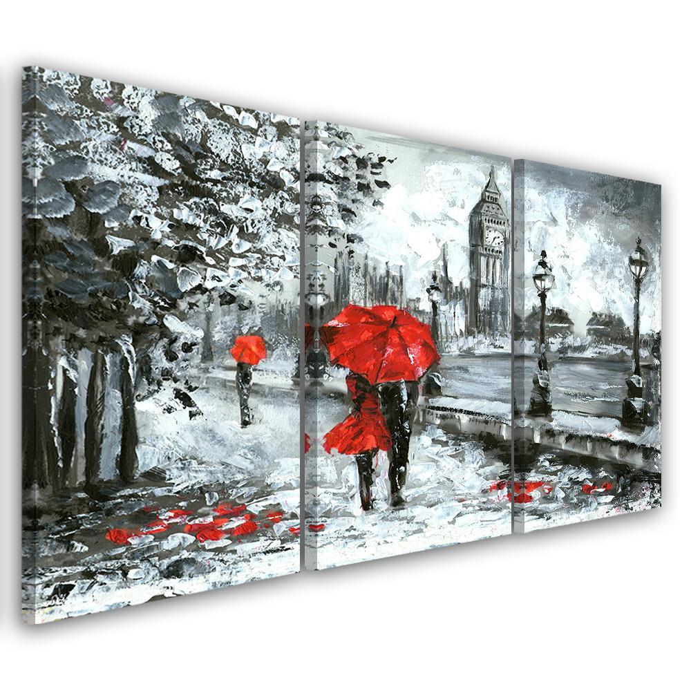 Three Piece Picture Canvas Print London Walk Big Ben