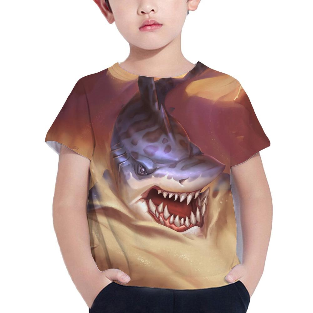 Футболка с изображением акулы, детская одежда, летняя футболка с изображением животных, синяя футболка с морским принтом для мальчиков, детский топ, 2023, футболки с короткими рукавами и 3d принтом для девочек