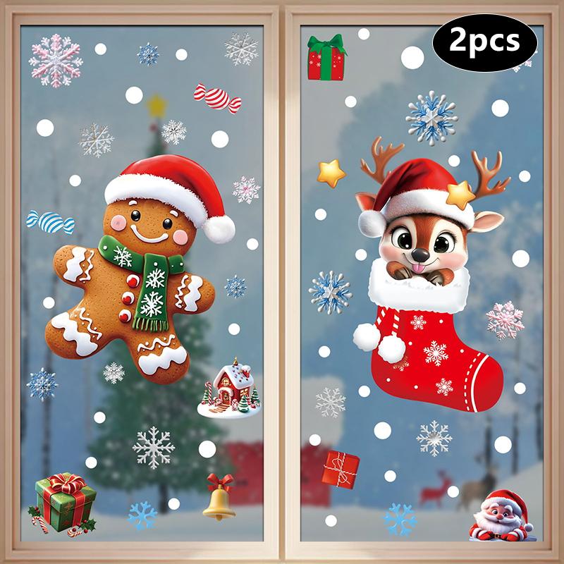 Creative Christmas Decorations, Electrostatic Stickers, Shop Window Decorations, Christmas Decorative Glass Stickers