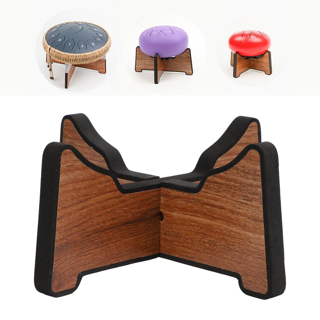 Эфирный держатель для барабана Силиконовый звукоизоляционный слой Съемная деревянная подставка Дисплей для хэндпана Язычковый барабан