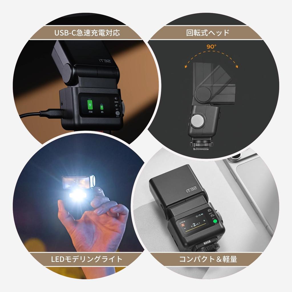 Godox iT32 TTL Camera Flash for Sony Magnetic and 510 Full Recycle X5S, 2.4G Wireless, Mount, On-Camera Off-Camera Modes, 160g, Approx. Flashes,