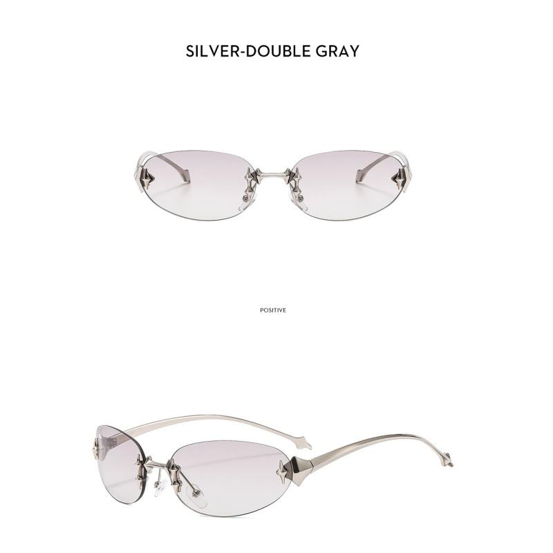 Women's Sunglasses, Star Rimless Sunglasses, Men's and Women's Retro Oval Sunglasses.