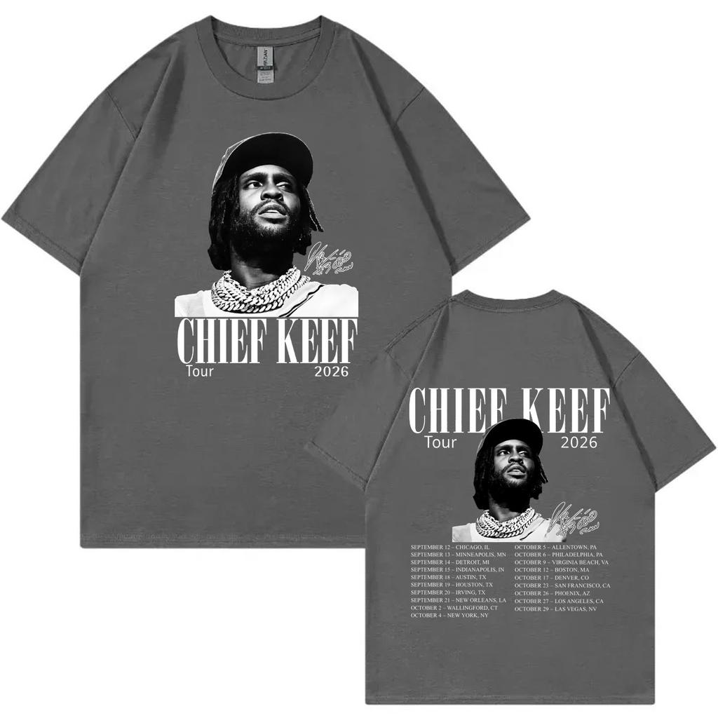 Rapper Chief Keef Tour 2026 Print T-shirtUnisex Vintage Fashion Short Sleeve T Shirts Summer Casual Loose Cotton T-shirts