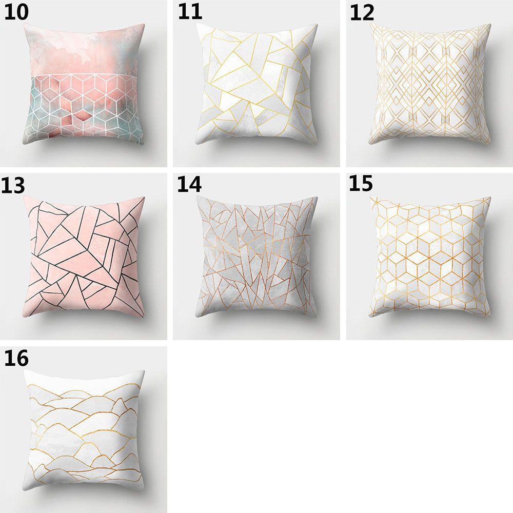 Gold Shining Home Decor Car Seat Peach Skin Cashmere Cushion Cover Pillow Cases Geometric Printed