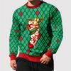 Повседневная свободная мужская толстовка с капюшоном с 3D принтом, рождественская зеленая, красная клетчатая мужская пуловер...