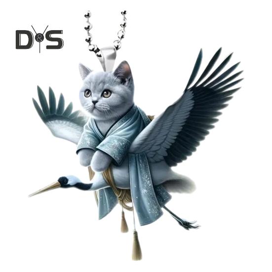 Рождественский акриловый кулон в виде кошки на автомобиль с ремешком на шнурке, милый брелок для ключей на рюкзак, подвесное украшение для зеркала автомобиля