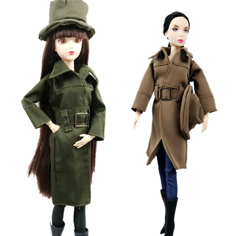 Модный костюм, зимняя куртка с поясом, пальто для куклы Барби, одежда с длинным рукавом и шапкой, костюм, одежда, сделай сам, игрушка для детей