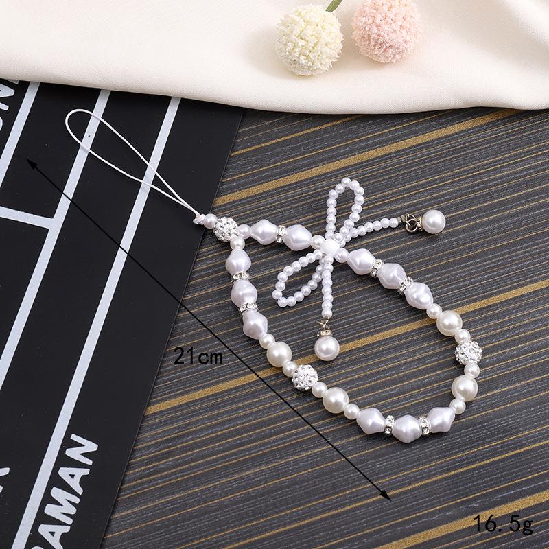 Korean Love Heart Beaded Phone Chain & Keychain Set for Women