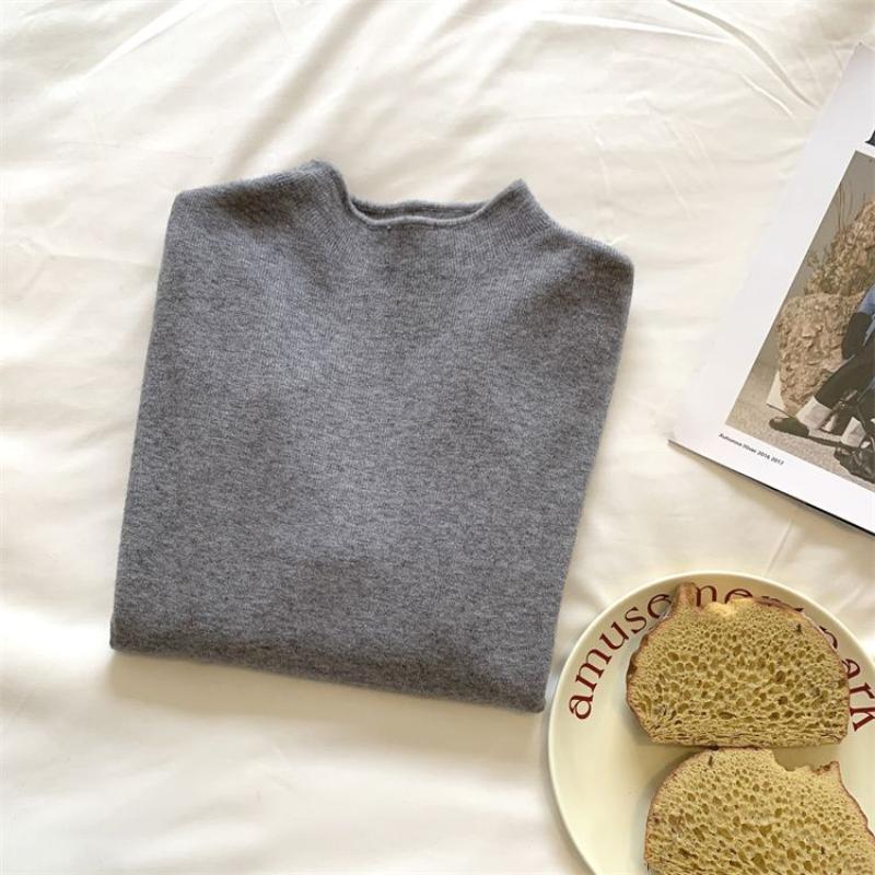 Повседневная водолазка с длинными рукавами, трикотажная базовая рубашка, женская зимняя осенняя однотонная тонкая теплая кофта в корейском стиле, простые топы, нижнее белье