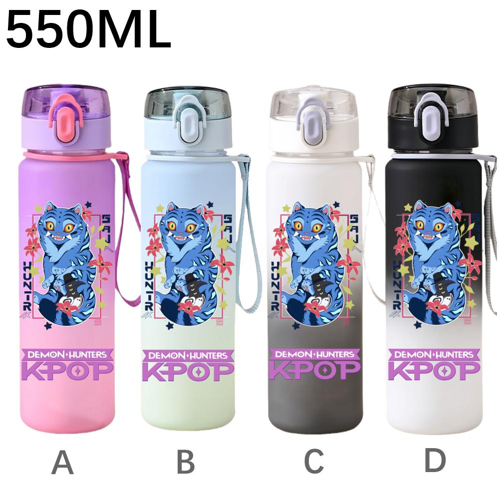 550ML KPop Demon Hunters Cartoon Print Sport Water Bottle Leak Proof Water Cup Outdoor Sports Drinking Bottle Birthday Gifts