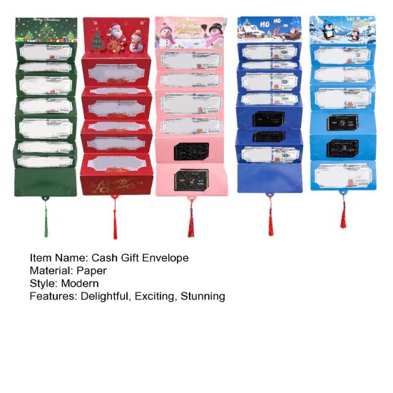5 Pcs Christmas Money Envelope for Cash 10 Slots Surprise Money