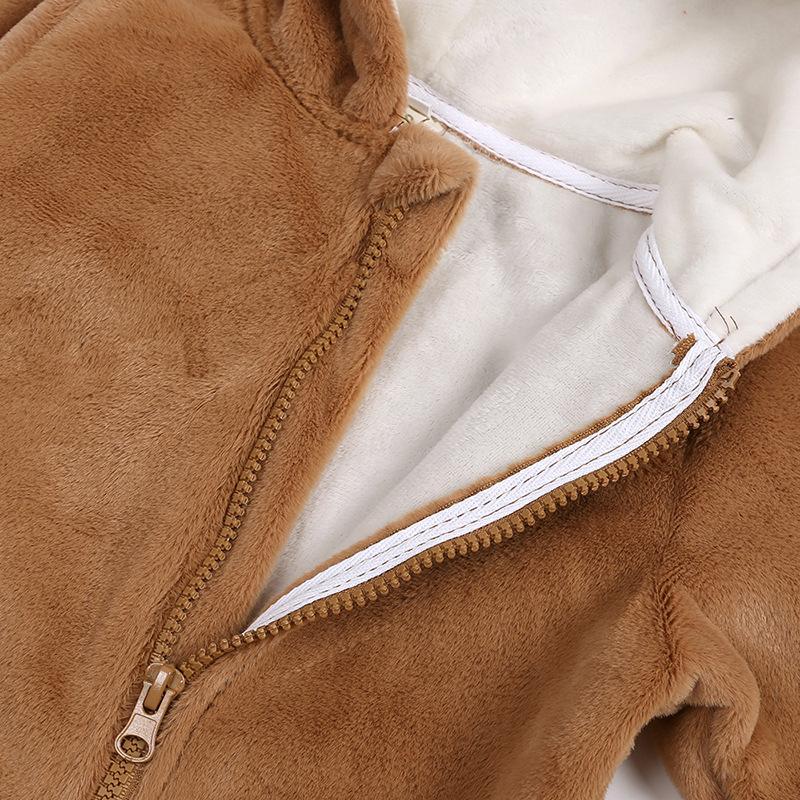 Детский комбинезон с заячьими ушками, осенне-зимний детский комбинезон, комбинезоны с флисовым капюшоном, комбинезон для малышей, одежда для маленьких девочек и мальчиков, одежда для новорожденных