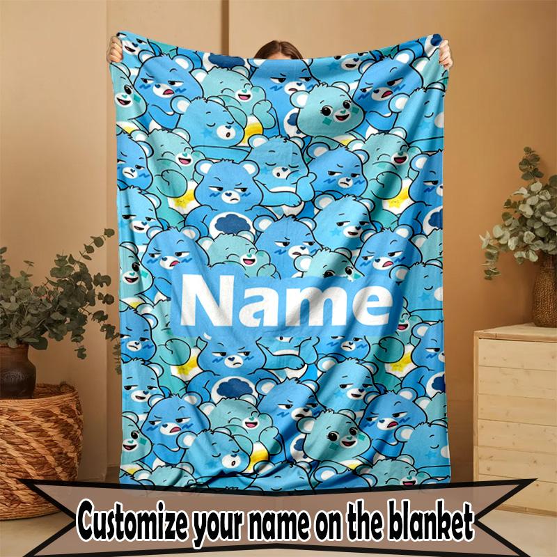Custom Name Personalized Care Bears Print Blanket, Home Decor, Bedroom, Sofa, Camping, Couch, Gifts for Birthday ChristmasEnthusiasts