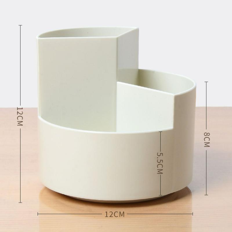 1pc Rotating Pen Holder, Office Student Desktop Pen Storage Box, Office Storage Three-hole Makeup Brush Box
