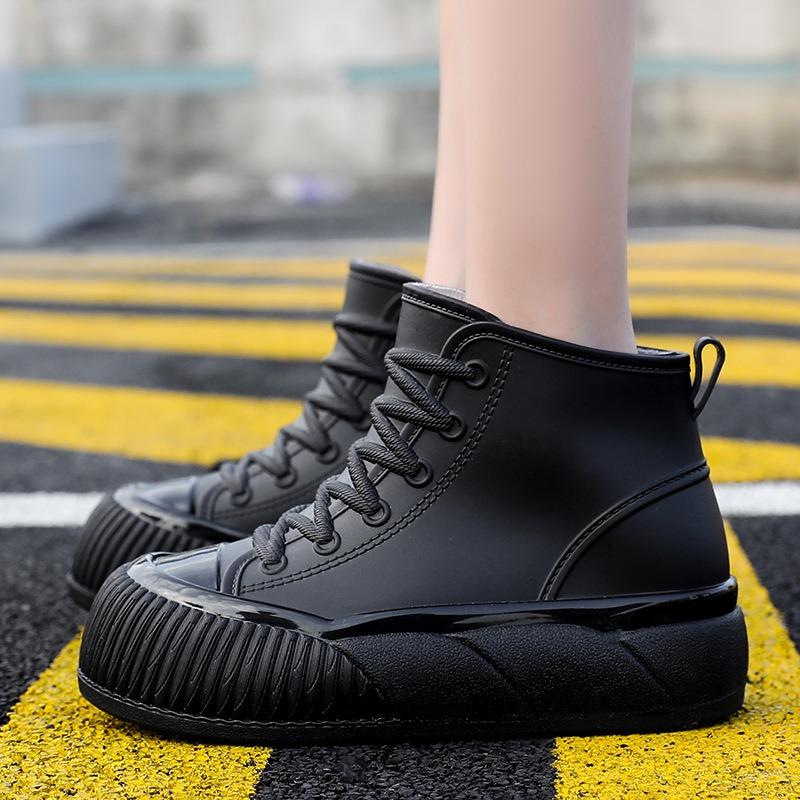New women's rain boots short non-slip water shoes waterproof rain shoes fashionable casual foot rubber shoes