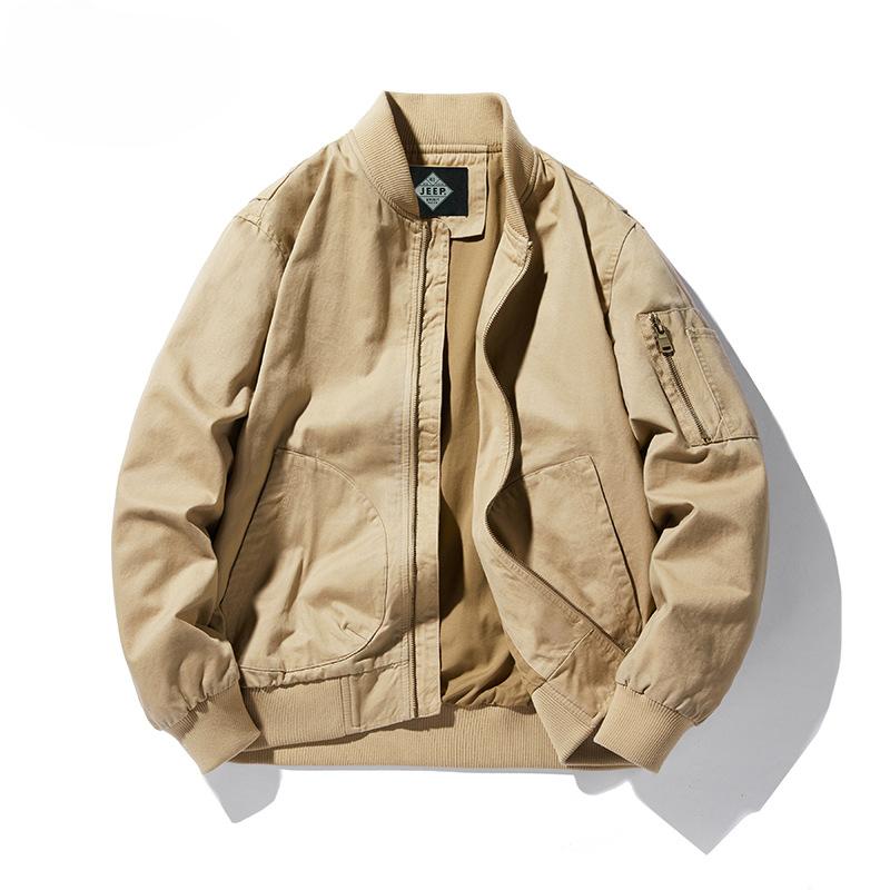 Spring and Autumn Jacket Men's Coat Baseball Uniform Loose Military Aviator Pure Cotton Workwear Cotton Jacket
