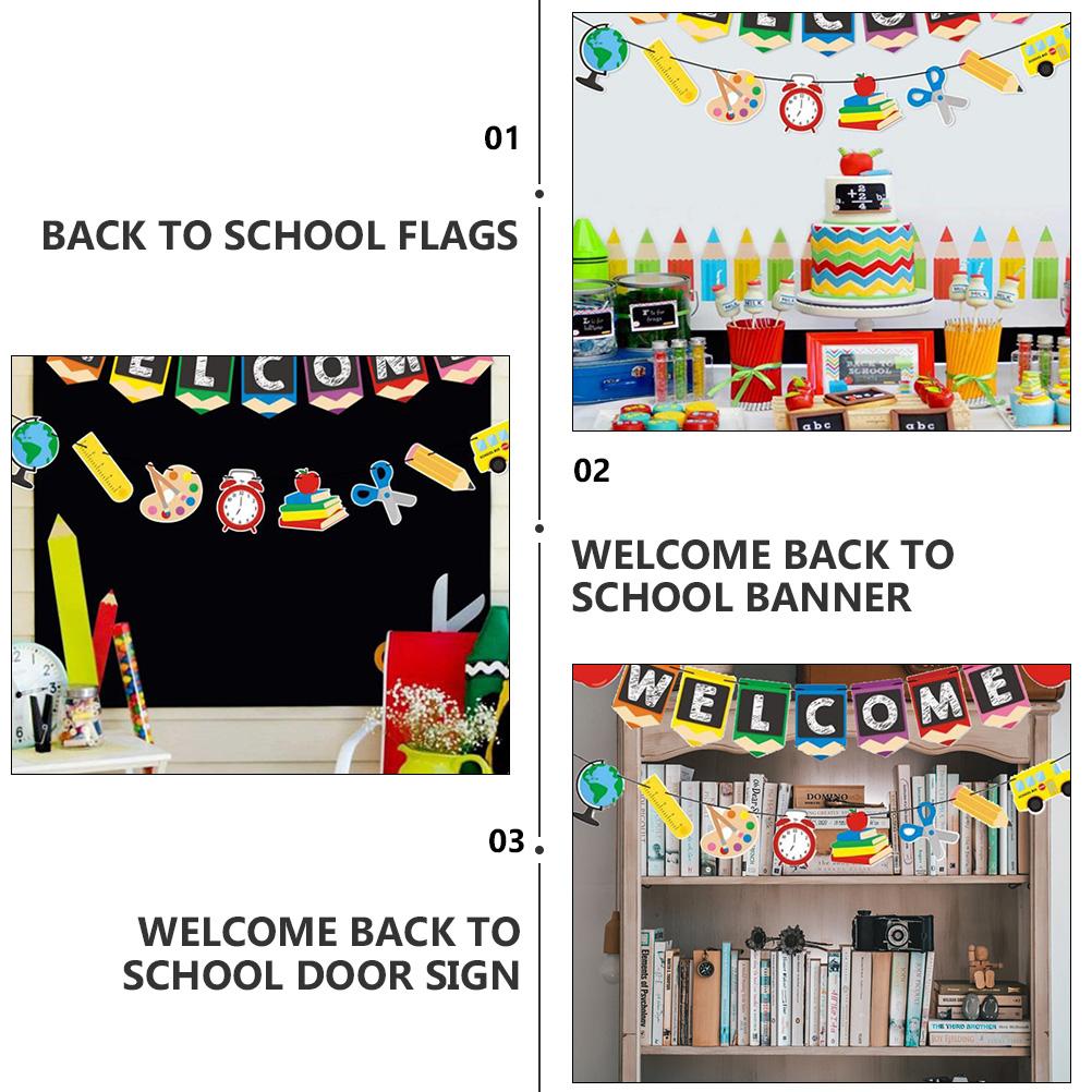 2 шт. мешковины обратно в школу сезон подвесной флаг детские шторы украшения бумажные приветственные флаги баннер