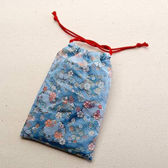 Kyoto Geibido Nishijin Brocade Drawstring Bag for Goshuincho Made In Japan with Cherry (Seal Book) (Black Blossoms)