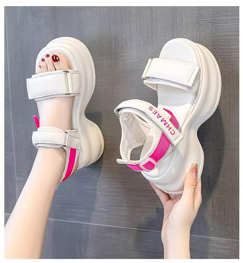 Босоножки на платформе для женщин, летние, модные дизайнерские босоножки на каблуке с открытым носком, женская удобная повседневная спортивная пляжная обувь