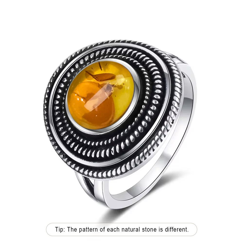 Кольцо из стерлингового серебра с натуральным янтарём, в форме цветка, овальное, лепестки, янтарные камни, подарки, изысканные украшения для женщин