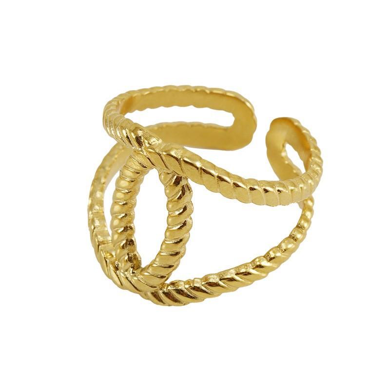 Новое модное кольцо из титановой стали с полым дизайном, нишевое простое женское трендовое открывающееся регулируемое кольцо