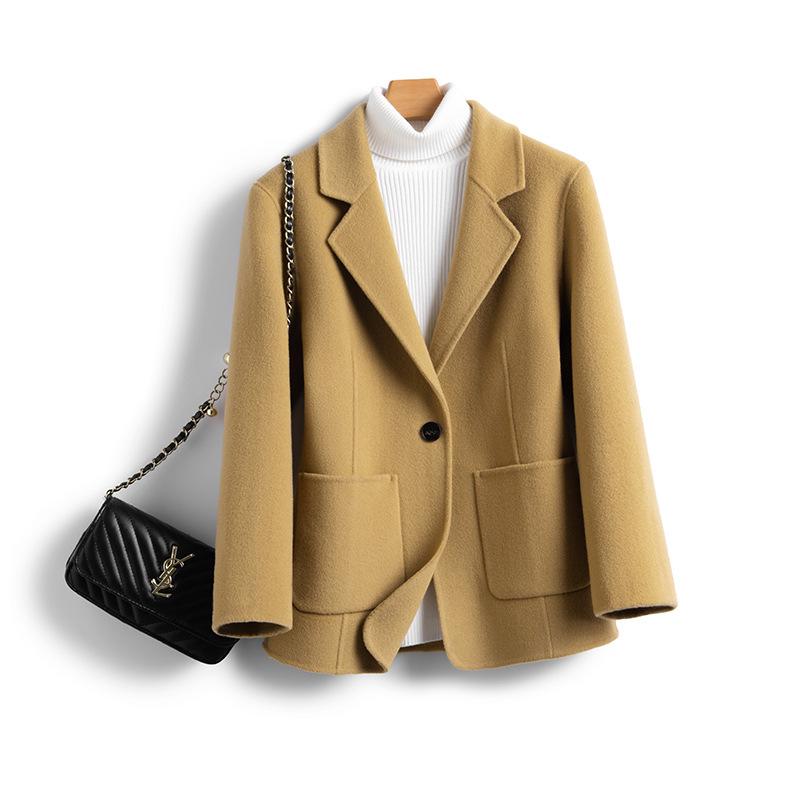 Women's Double-Faced Wool Blazer – Winter Slimming Essential Coat for a Versatile and Casual Workplace Look