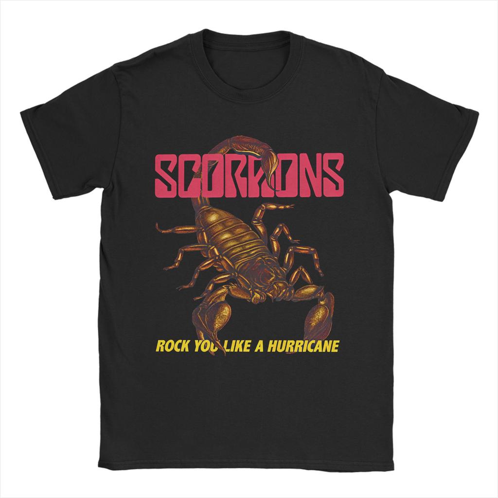 Футболка с принтом Scorpions Хэви-метал Рок-группа Летний Уличный Стиль Хлопковая Модная Футболка Для Мужчин С Коротким Рукавом Топы ...