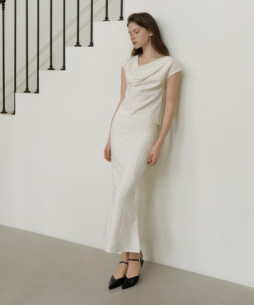 Riorg Gir Bell Flared Maxi Skirt Ivory