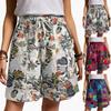 Женские повседневные шорты с эластичной резинкой на талии и принтом, летние льняные шорты с карманами
