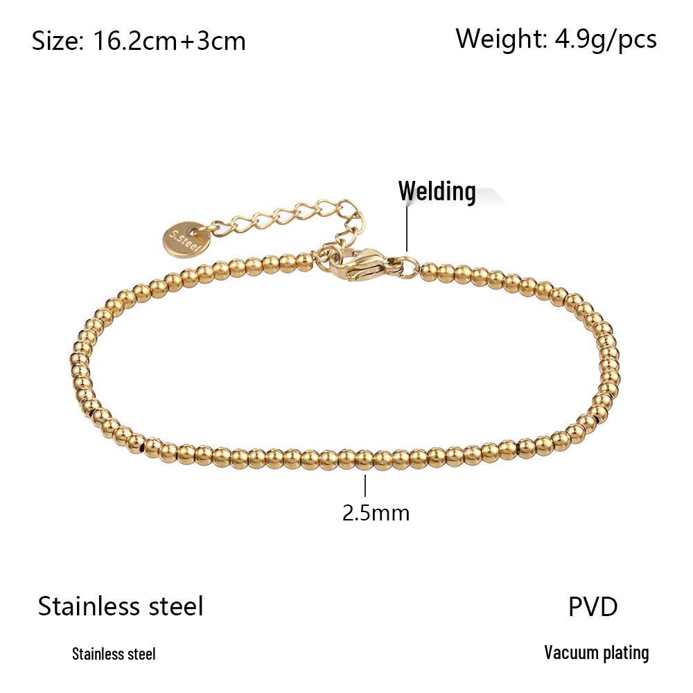 Европейский и американский минималистичный золотой браслет из нержавеющей стали с бусинами, эластичный для женщин