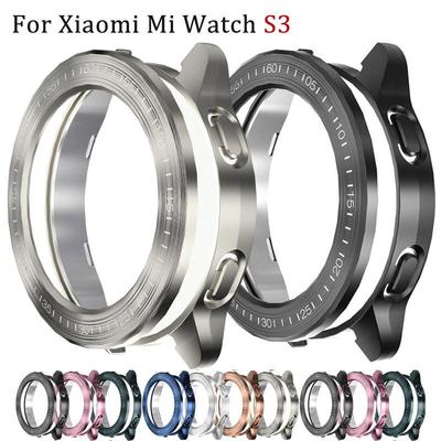Чехол для Xiaomi Mi Watch S3 Аксессуары PC Защитная оболочка для Mi Watch S3 Гальванизированный волоконный полый чехол+Безель Мы