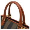Auth FENDI Pecan Stripe Boston Bag 2Way Brown PVC Canvas Women’s fe8833ss