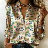 Women Satin Camouflage Print Shirt Long Sleeve Lapel Button-Down Blouse Stylish Office Casual Ladies Multi-Color Top