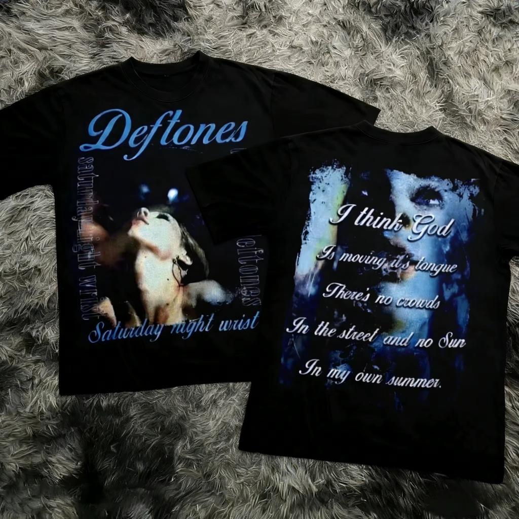 Винтажная футболка Deftones Saturday Night Wrist Метал-группа Футболка с графическим принтом Хип-Хоп Рок С коротким рукавом Унисекс Унисекс С круглым вырезом Топы