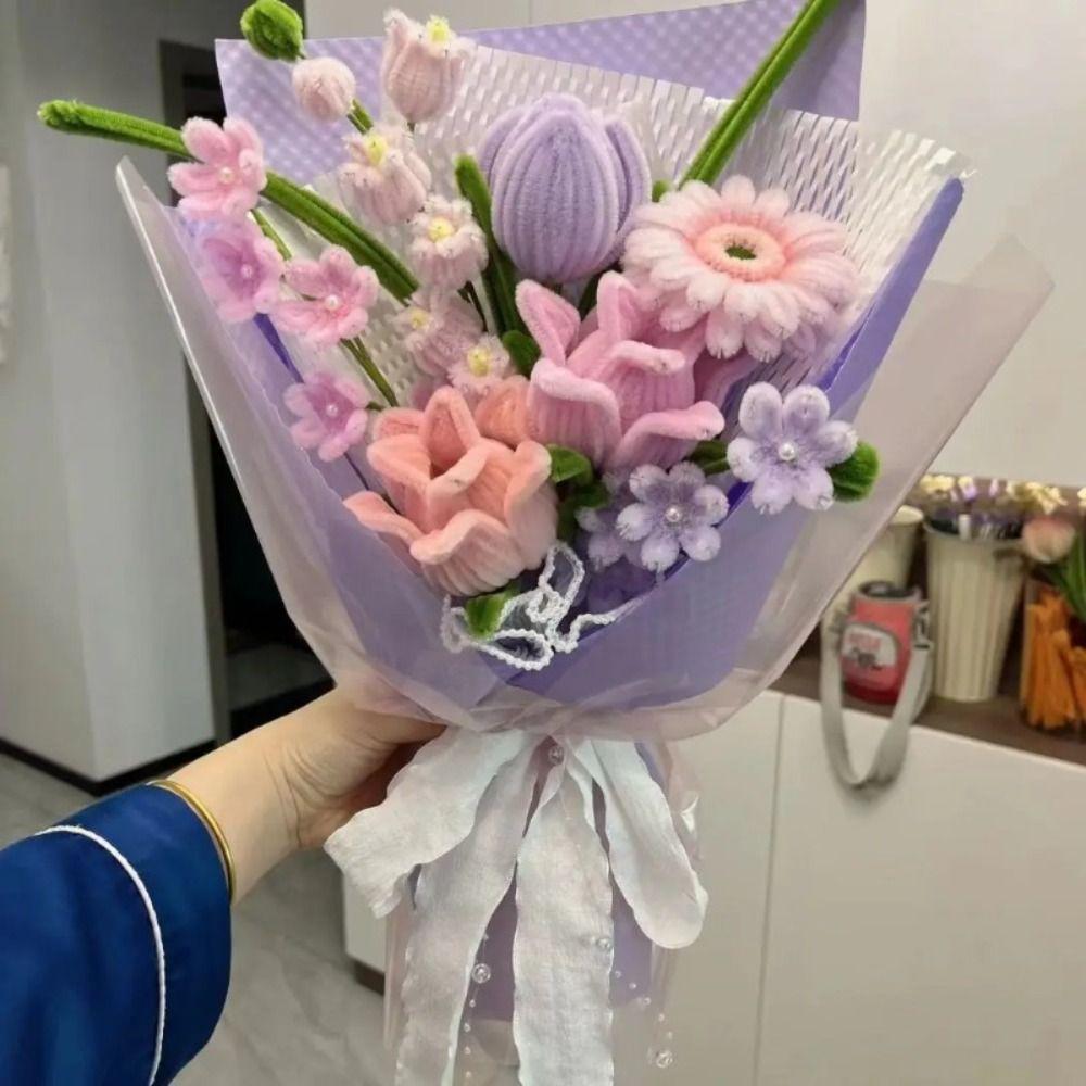 100/300/400Pcs Flexible Wire Pipe Cleaners Bendable Plush Sticks for Artificial Flower Making