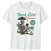 Book Girl Summer Skeleton Beach TShirt Retro Reader Tee
