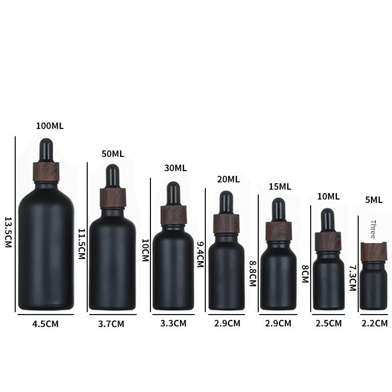 Black Essential Oil Bottle Drop Applicator Bottle Dark Wood Grain Circle Storage Bottle Essence Bottle Sample Bottle Travel Subpackaging Empty Bottles