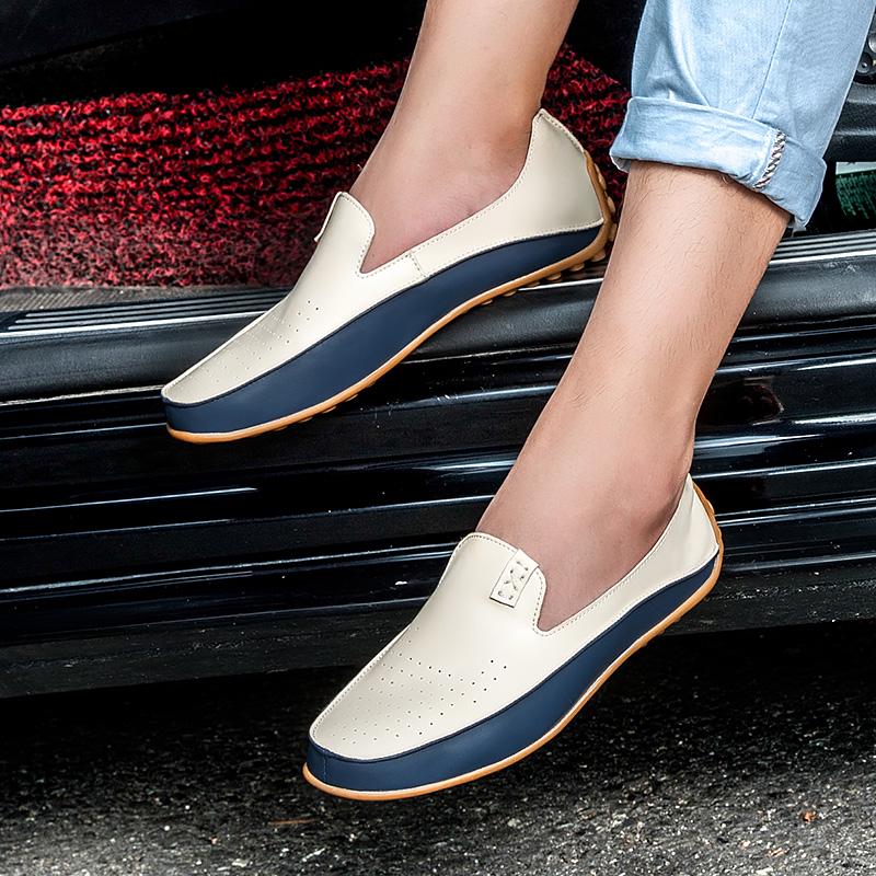 Fashion Hot Sale Italian Mens Boat Shoes Plus Size 47 Light Leather Mens Loafers Breathable Slip-on Casual Flats Men Driving Shoes Male
